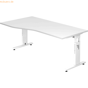 4032062142240 - HAMMERBACHER OS 18 höhenverstellbarer Schreibtisch weiß Trapezform C-Fuß-Gestell weiß 1800 x 800 1000 cm 4032062142240 - HAMMERBACHER OS 18 höhenverstellbarer Schreibtisch weiß Trapezform C-Fuß-Gestell weiß 1800 x 800 1000 cm