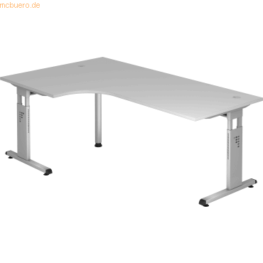 mcbuero.de Winkeltisch C-Fuß 200x120cm 90 Grad Grau/Silber