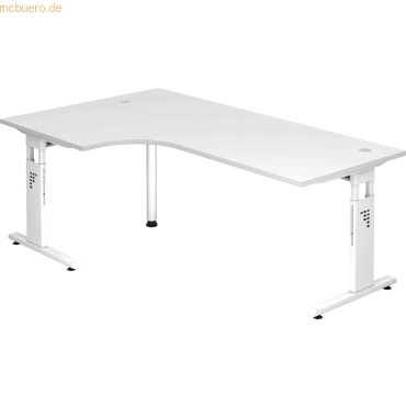 4032062142486 - HAMMERBACHER OS 82 höhenverstellbarer Schreibtisch weiß L-Form C-Fuß-Gestell weiß 2000 x 800 1200 cm 4032062142486 - HAMMERBACHER OS 82 höhenverstellbarer Schreibtisch weiß L-Form C-Fuß-Gestell weiß 2000 x 800 1200 cm