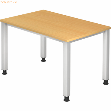 4032062004487 - Schreibtisch Q-Serie VQS12 6 manuell höhenverstellbar  120x80cm (BxT) rechteckig buche   Silber 4032062004487 Hammerbacher