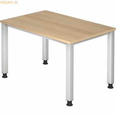 4032062165126 - Schreibtisch Q-Serie VQS12 E manuell höhenverstellbar  120x80cm (BxT) rechteckig eiche   Silber 4032062165126 Hammerbacher