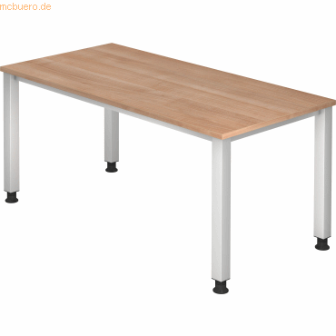 4032062021620 - Schreibtisch Q-Serie VQS16 N manuell höhenverstellbar  160x80cm (BxT) rechteckig nussbaum   Silber 4032062021620 Hammerbache