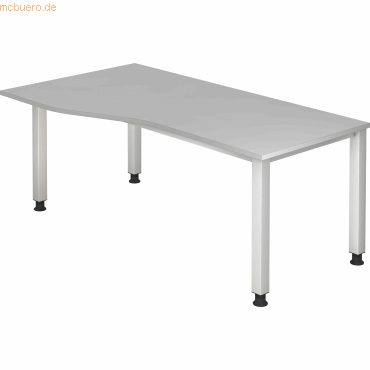 4032062004531 - HAMMERBACHER QS18 höhenverstellbarer Schreibtisch lichtgrau Trapezform 4-Fuß-Gestell silber 1800 x 800 1000 cm