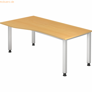 4032062004548 - HAMMERBACHER QS18 höhenverstellbarer Schreibtisch buche Trapezform 4-Fuß-Gestell silber 1800 x 800 1000 cm 4032062004548 - HAMMERBACHER QS18 höhenverstellbarer Schreibtisch buche Trapezform 4-Fuß-Gestell silber 1800 x 800 1000 cm