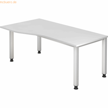 4032062135310 - HAMMERBACHER QS18 höhenverstellbarer Schreibtisch weiß Trapezform 4-Fuß-Gestell silber 1800 x 800 1000 cm