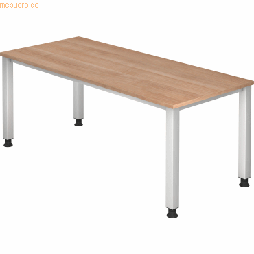 4032062034507 - Schreibtisch Q-Serie VQS19 N manuell höhenverstellbar  180x80cm (BxT) rechteckig nussbaum   Silber 4032062034507 Hammerbache