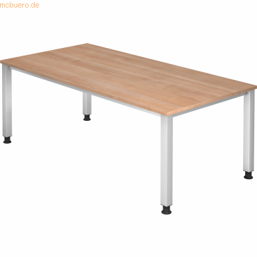 4032062166499 - HAMMERBACHER QS2E höhenverstellbarer Schreibtisch nussbaum rechteckig 4-Fuß-Gestell silber 2000 x 1000 cm 4032062166499 - HAMMERBACHER QS2E höhenverstellbarer Schreibtisch nussbaum rechteckig 4-Fuß-Gestell silber 2000 x 1000 cm