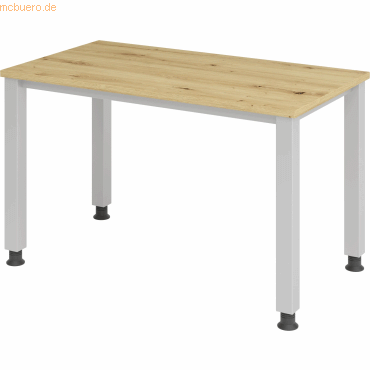 4032062188729 - Schreibtisch Q-Serie mini VQS612 R manuell höhenverstellbar 685-81cm (H) 120x672cm (BxT) rechteckig eiche   Silber 4032062