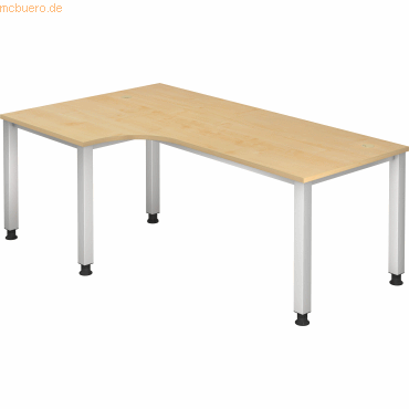 4032062021668 - HAMMERBACHER QS82 höhenverstellbarer Schreibtisch ahorn L-Form 5-Fuß-Gestell silber 2000 x 800 1200 cm 4032062021668 - HAMMERBACHER QS82 höhenverstellbarer Schreibtisch ahorn L-Form 5-Fuß-Gestell silber 2000 x 800 1200 cm