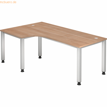 4032062021699 - HAMMERBACHER QS82 höhenverstellbarer Schreibtisch nussbaum L-Form 5-Fuß-Gestell silber 2000 x 800 1200 cm 4032062021699 - HAMMERBACHER QS82 höhenverstellbarer Schreibtisch nussbaum L-Form 5-Fuß-Gestell silber 2000 x 800 1200 cm