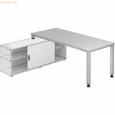 4032062148518 - Anbauschreibtisch 4-Fuß eckig 180x80cm Grau Silber