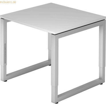 4032062156704 - HAMMERBACHER RS08 höhenverstellbarer Schreibtisch lichtgrau quadratisch O-Fuß-Gestell silber 800 x 800 cm