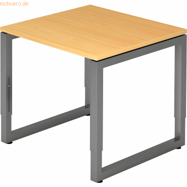 4032062167427 - HAMMERBACHER RS08 höhenverstellbarer Schreibtisch buche rechteckig Kufen-Gestell grau 800 x 800 cm