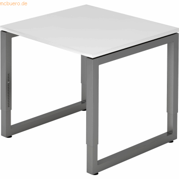 4032062167458 - HAMMERBACHER RS08 höhenverstellbarer Schreibtisch weiß rechteckig Kufen-Gestell grau 800 x 800 cm