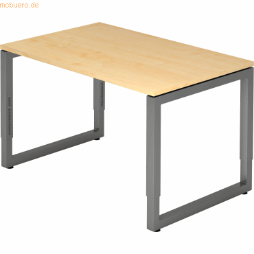 4032062167472 - eurokraft pro Schreibtisch mit Gestell aus Vierkant-Stahlrohr Höhe 650 - 850 mm BxT 1200 x 800 mm Ahorn graphit 4032062167472 - eurokraft pro Schreibtisch mit Gestell aus Vierkant-Stahlrohr Höhe 650 - 850 mm BxT 1200 x 800 mm Ahorn graphit