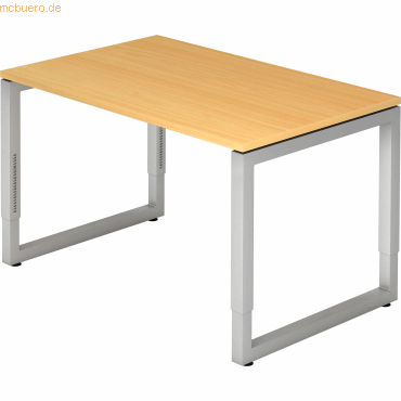 4032062154328 - HAMMERBACHER RS12 höhenverstellbarer Schreibtisch buche rechteckig O-Fuß-Gestell silber 1200 x 800 cm