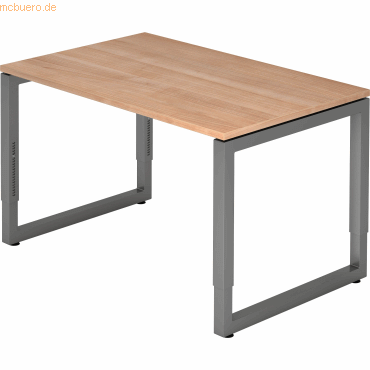 4032062167519 - HAMMERBACHER RS12 höhenverstellbarer Schreibtisch nussbaum rechteckig Kufen-Gestell grau 1200 x 800 cm