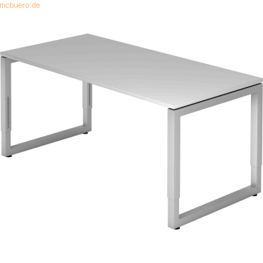 4032062154366 - HAMMERBACHER RS16 höhenverstellbarer Schreibtisch lichtgrau rechteckig Kufen-Gestell silber 1600 x 800 cm