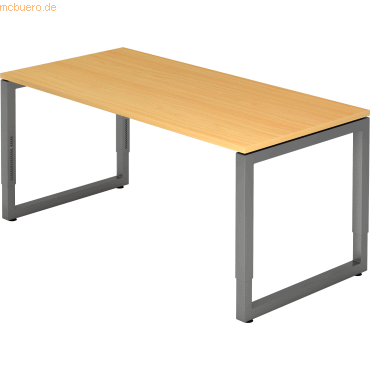 4032062167564 - HAMMERBACHER RS16 höhenverstellbarer Schreibtisch buche rechteckig Kufen-Gestell grau 1600 x 800 cm