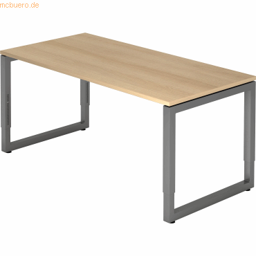 4032062167571 - HAMMERBACHER RS16 höhenverstellbarer Schreibtisch eiche rechteckig Kufen-Gestell grau 1600 x 800 cm