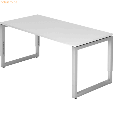 4032062154397 - HAMMERBACHER RS16 höhenverstellbarer Schreibtisch weiß rechteckig Kufen-Gestell silber 1600 x 800 cm