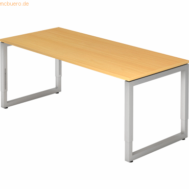 4032062154427 - HAMMERBACHER RS19 höhenverstellbarer Schreibtisch buche rechteckig Kufen-Gestell silber 1800 x 800 cm