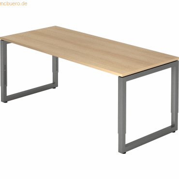 4032062167649 - HAMMERBACHER RS19 höhenverstellbarer Schreibtisch eiche rechteckig Kufen-Gestell grau 1800 x 800 cm