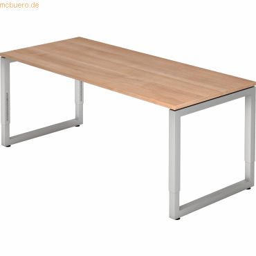 4032062154434 - HAMMERBACHER RS19 höhenverstellbarer Schreibtisch nussbaum rechteckig Kufen-Gestell silber 1800 x 800 cm