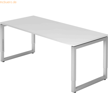 4032062154441 - HAMMERBACHER RS19 höhenverstellbarer Schreibtisch weiß rechteckig Kufen-Gestell silber 1800 x 800 cm