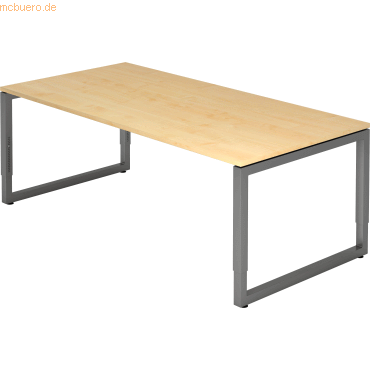 4032062167687 - HAMMERBACHER RS2E höhenverstellbarer Schreibtisch ahorn rechteckig Kufen-Gestell grau 2000 x 1000 cm