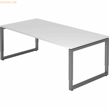 4032062167731 - HAMMERBACHER RS2E höhenverstellbarer Schreibtisch weiß rechteckig Kufen-Gestell grau 2000 x 1000 cm