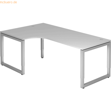 4032062156803 - HAMMERBACHER RS82 höhenverstellbarer Schreibtisch lichtgrau L-Form O-Fuß-Gestell silber 2000 x 1200 cm