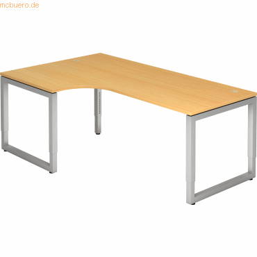 4032062156810 - HAMMERBACHER RS82 höhenverstellbarer Schreibtisch buche L-Form O-Fuß-Gestell silber 2000 x 1200 cm 4032062156810 - HAMMERBACHER RS82 höhenverstellbarer Schreibtisch buche L-Form O-Fuß-Gestell silber 2000 x 1200 cm