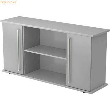 4032062132241 - PRO KAPA SB Sideboard mit Türen - Grau Silber Sideboard Chromgriff Metall