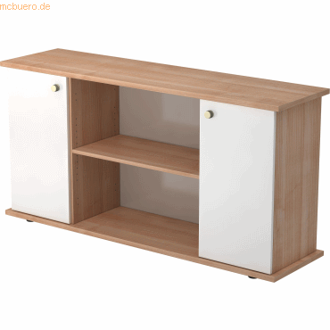 4032062147047 - PRO KAPA SB Sideboard mit Türen - mit Knauf Nussbaum Weiß Sideboard