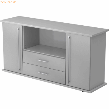 4032062132944 - PRO KAPA SB Sideboard mit Türen + Schüben - Grau Silber Sideboard Relinggriff Kunststoff