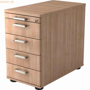 mcbuero.de Standcontainer 80cm 4 Schub Schloss Chromgriff Nussbaum