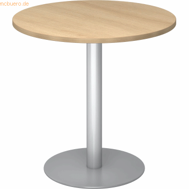 4032062157558 - Besprechungstisch Ø 800 mm 755 mm hoch Gestell silber Platte Eiche-Dekor 4032062157558 - Besprechungstisch Ø 800 mm 755 mm hoch Gestell silber Platte Eiche-Dekor
