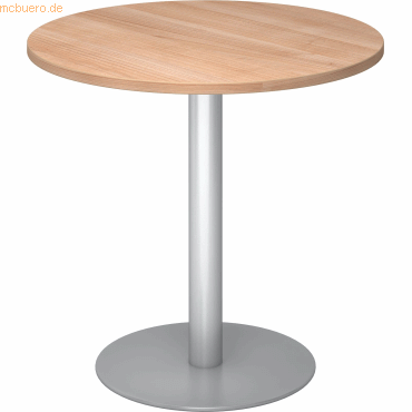 4032062157275 - Besprechungstisch Ø 800 mm 755 mm hoch Gestell silber Platte Nussbaum-Dekor 4032062157275 - Besprechungstisch Ø 800 mm 755 mm hoch Gestell silber Platte Nussbaum-Dekor