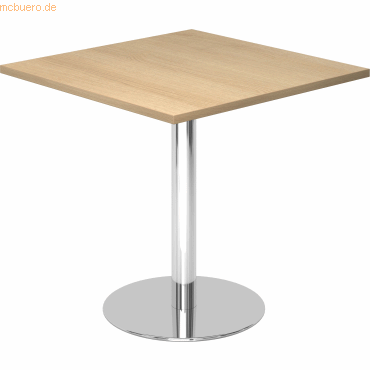 4032062157589 - Besprechungstisch LxB 800 x 800 mm 755 mm hoch Gestell verchromt Platte Eiche-Dekor 4032062157589 - Besprechungstisch LxB 800 x 800 mm 755 mm hoch Gestell verchromt Platte Eiche-Dekor