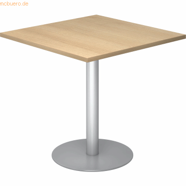 4032062157596 - Besprechungstisch LxB 800 x 800 mm 755 mm hoch Gestell silber Platte Eiche-Dekor 4032062157596 - Besprechungstisch LxB 800 x 800 mm 755 mm hoch Gestell silber Platte Eiche-Dekor