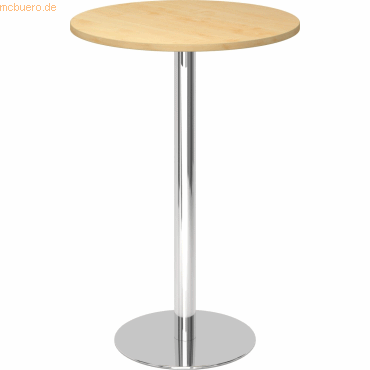 4032062166574 - Stehtisch Ø 800 mm 1116 mm hoch Gestell verchromt Platte Ahorn-Dekor kaiserkraft