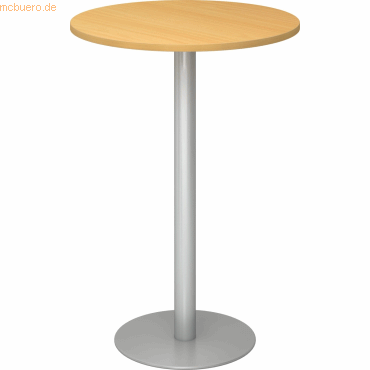 4032062166680 - Stehtisch Ø 800 mm 1116 mm hoch Gestell silber Platte Buche-Dekor kaiserkraft
