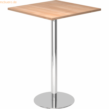 4032062166758 - Stehtisch LxB 800 x 800 mm 1116 mm hoch Gestell verchromt Platte Nussbaum-Dekor kaiserkraft