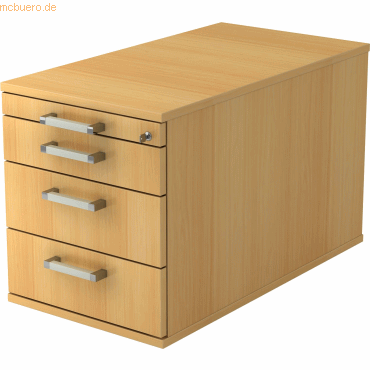 4032062121702 - PRO SIGNA TC30 CE - Rollcontainer Buche Holz mit 3 Schüben Chromgriff Metall