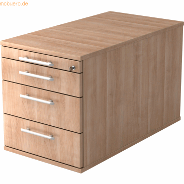 mcbuero.de Rollcontainer 80cm 3 Schub Schloss Relinggriff Nussbaum