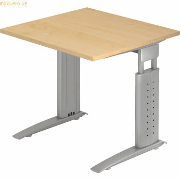 4032062139110 - HAMMERBACHER US08 höhenverstellbarer Schreibtisch ahorn quadratisch C-Fuß-Gestell silber 800 x 800 cm