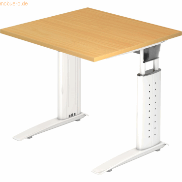 4032062139158 - Schreibtisch TARVIS C-Fuß Quadrat B 800 mm Gestell weiß höhenverstellbar Buche 4032062139158 - Schreibtisch TARVIS C-Fuß Quadrat B 800 mm Gestell weiß höhenverstellbar Buche