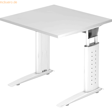 4032062139967 - HAMMERBACHER US08 höhenverstellbarer Schreibtisch weiß quadratisch C-Fuß-Gestell weiß 800 x 800 cm