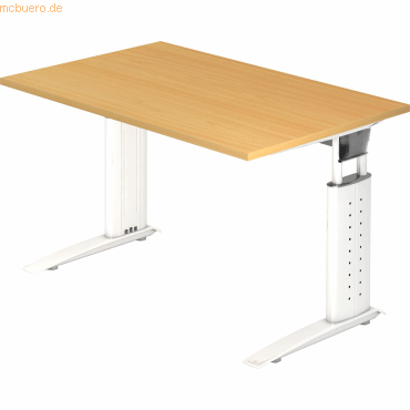 4032062140772 - Schreibtisch TARVIS C-Fuß Quadrat B 1200 mm Gestell weiß höhenverstellbar Buche 4032062140772 - Schreibtisch TARVIS C-Fuß Quadrat B 1200 mm Gestell weiß höhenverstellbar Buche